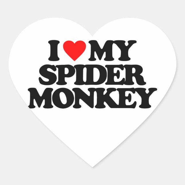 I LOVE MY SPIDER MONKEY HEART STICKER (Front)