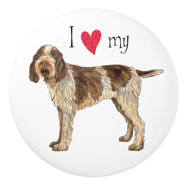 I Love my Spinone Italiano Ceramic Knob (Front)