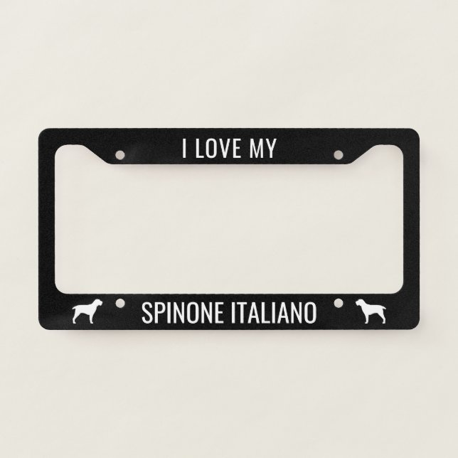 I Love My Spinone Italiano Dog Breed Custom License Plate Frame (Front)