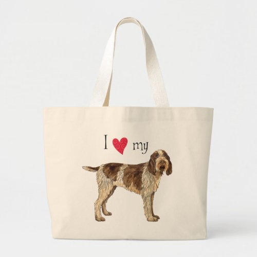 I Love my Spinone Italiano Large Tote Bag