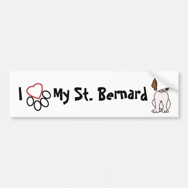 I Love My St. Bernard Bumper Sticker (Front)