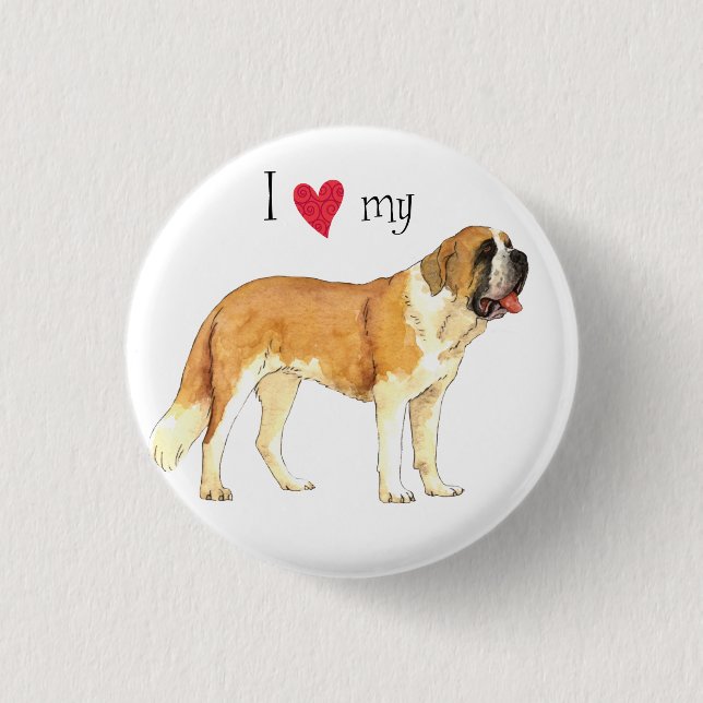I Love my St. Bernard Button (Front)