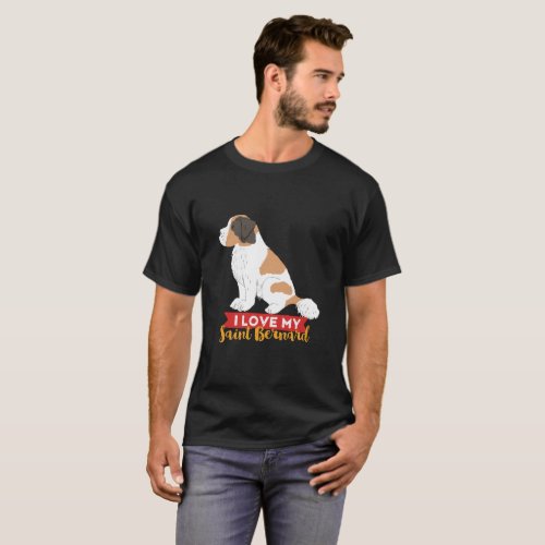 I Love My St Bernard Cute Dog Lover Puppy Owner T_Shirt