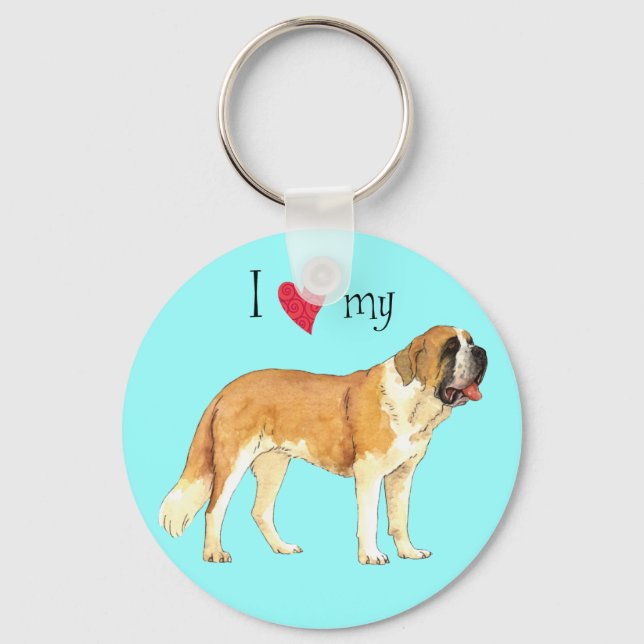 I Love my St. Bernard Keychain (Front)