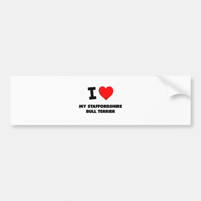 I Love My Staffordshire Bull Terrier Bumper Sticker (Front)