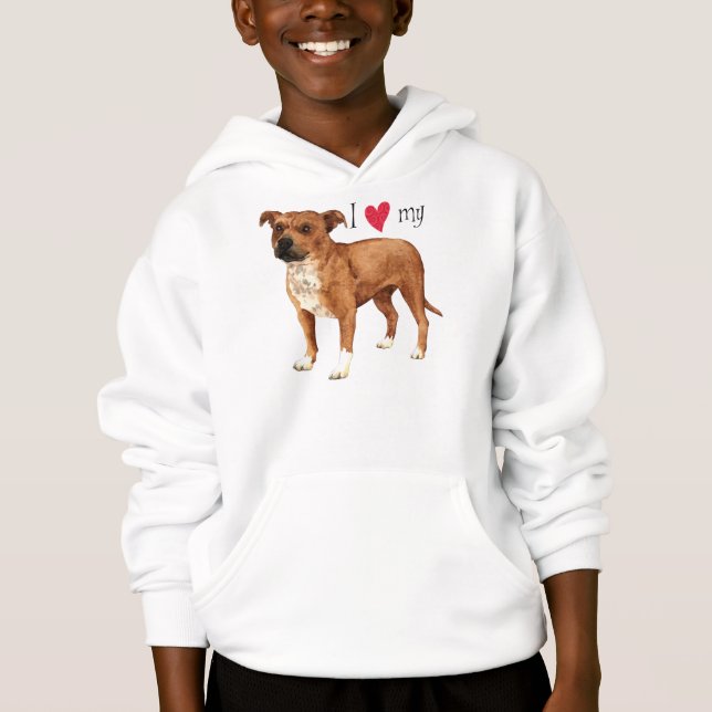 I Love my Staffordshire Bull Terrier Hoodie (Front)
