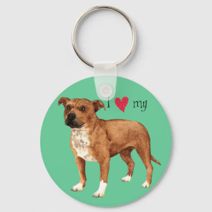 I Love my Staffordshire Bull Terrier Keychain