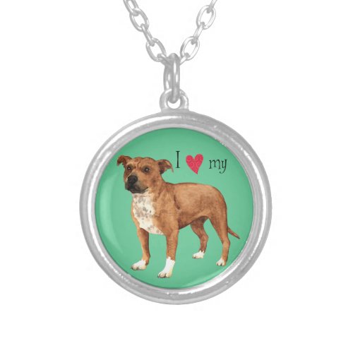 I Love my Staffordshire Bull Terrier Silver Plated Necklace