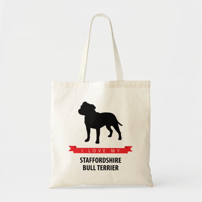I Love My Staffordshire Bull Terrier Tote Bag (Front)
