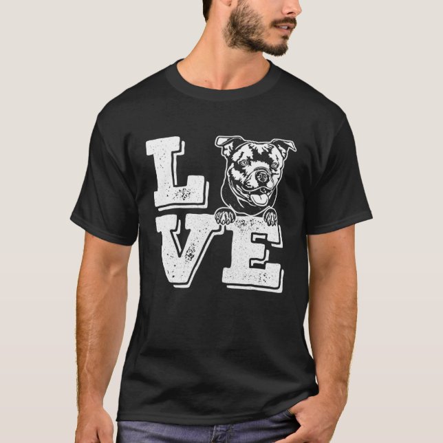 I Love My Staffordshire Bull Terriers Mom and Dad T-Shirt (Front)