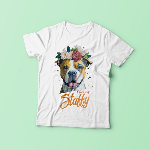 I Love My Staffy _ Staffordshire Bull Terrier T_Shirt