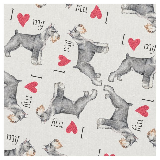I Love my Standard Schnauzer Fabric (Close Up)