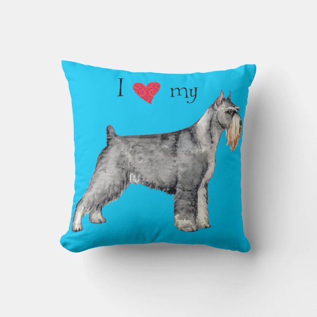 I Love my Standard Schnauzer Throw Pillow (Front)