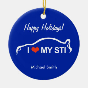 I Love My STI - Subaru WRX Impreza Ceramic Ornament