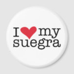 I Love My Suegra (Mother In Law) Magnet<br><div class="desc">We all love our Mother in Law's,  don't we? Hee,  hee. Many items to choose from! From tote bags (great for bridal shower goody-bags) to hats,  magnets,  t-shirts,  etc! Wear it on her birthday or at the rehearsal dinner to bring a smile to her face!</div>