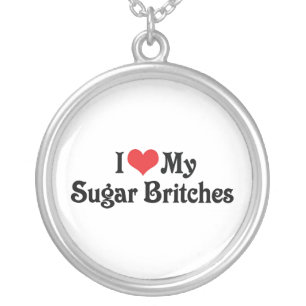 I Love My Sugar Britches Silver Plated Necklace
