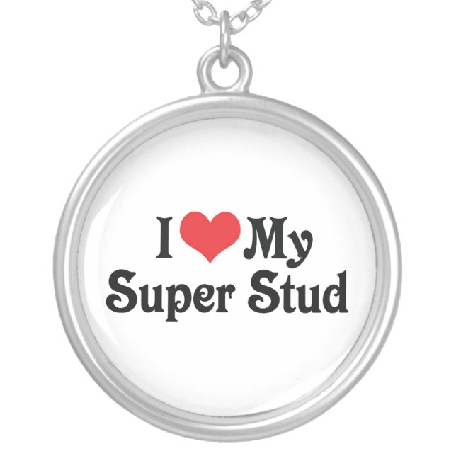 I Love My Super Stud Silver Plated Necklace (Front)