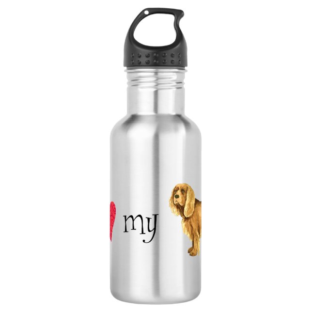 I Love my Sussex Spaniel Stainless Steel Water Bottle (Front)