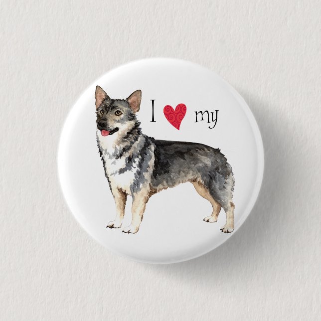 I Love my Swedish Vallhund Button (Front)