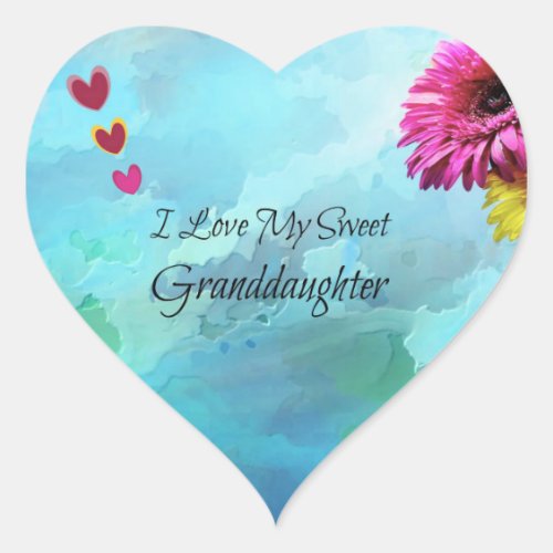 I Love My Sweet Granddaughter Heart Sticker