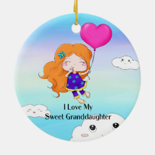 I Love My Sweet Granddaughter...hugs and kisses, Ceramic Ornament
