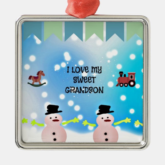 I Love My Sweet Grandson Ceramic Ornament (Front)