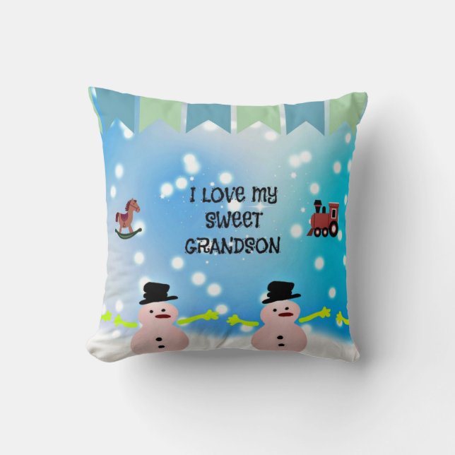 I Love My Sweet Grandson Throw Pillow (Front)