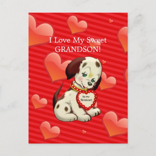 I love my sweet GrandsonValentine wishes Holiday Postcard