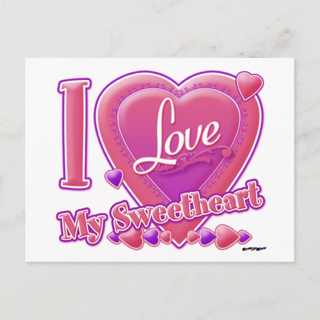 I Love My Sweetheart pink/purple - heart Postcard (Front)