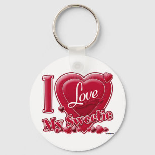 I Love My Sweetie red - heart Keychain