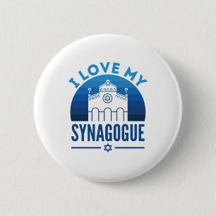 I Love My Synagogue Jewish Rabbi Religion Button