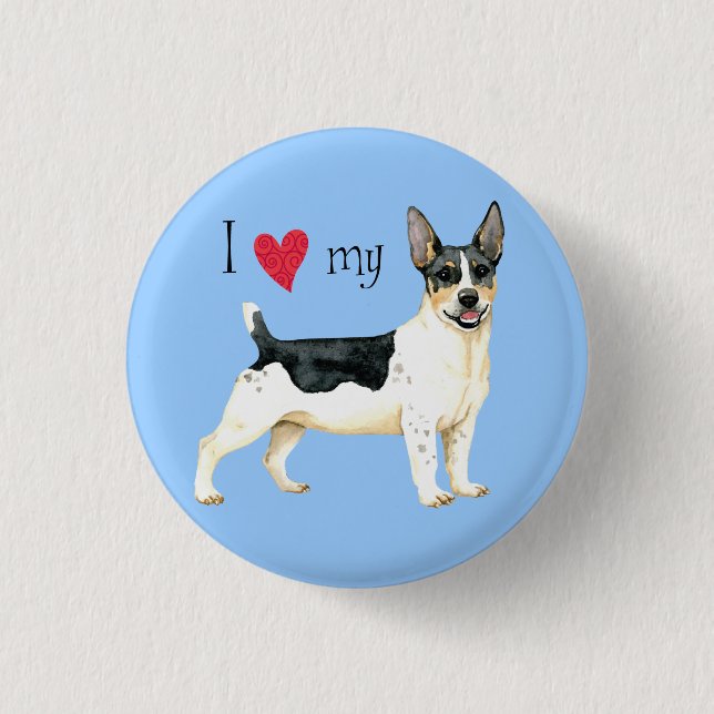 I Love my Teddy Roosevelt Terrier Button (Front)