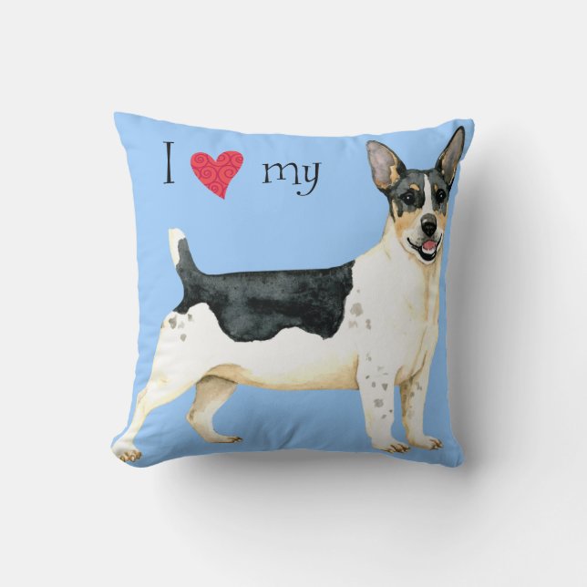 I Love my Teddy Roosevelt Terrier Throw Pillow (Front)