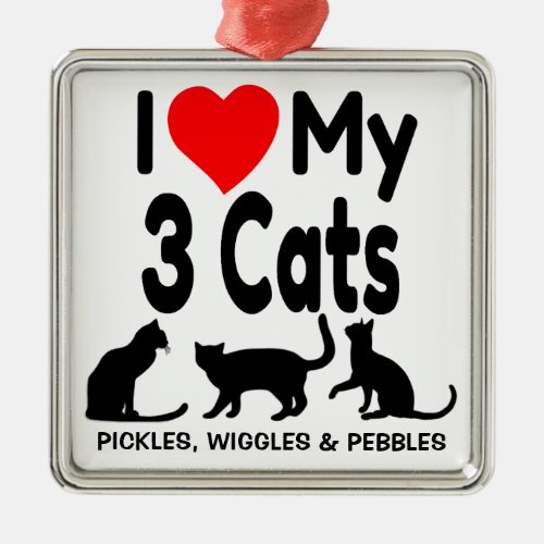 I Love My Three Cats Ornament