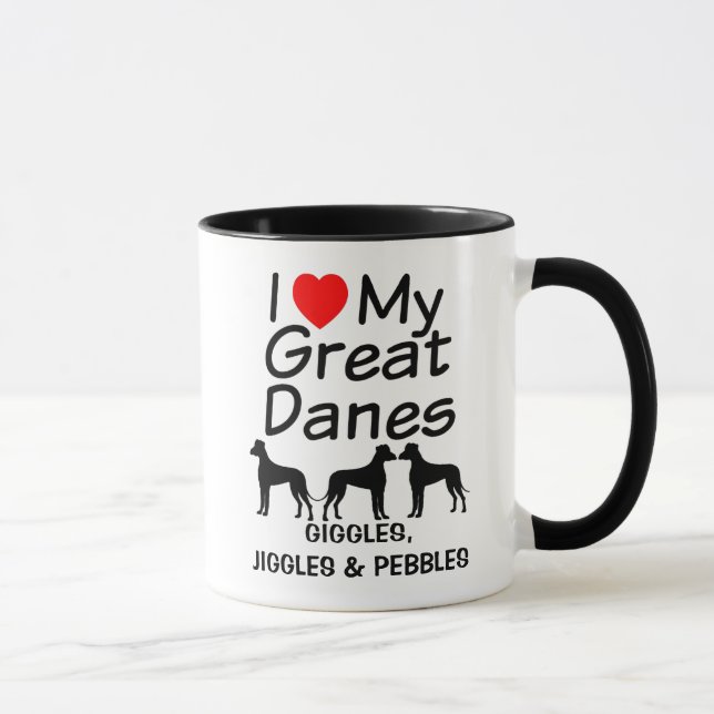 I Love My THREE Great Danes Mug (Right)