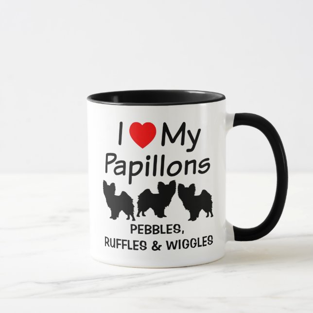 I Love My Three Papillon Dogs Mug (Right)