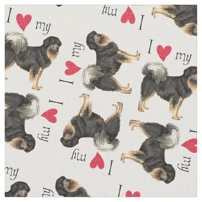 I Love my Tibetan Mastiff Fabric (Close Up)