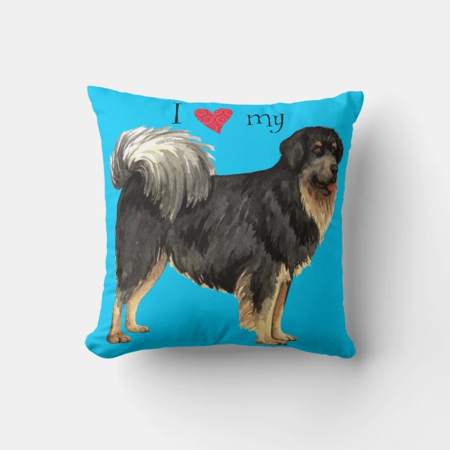 I Love my Tibetan Mastiff Throw Pillow (Front)