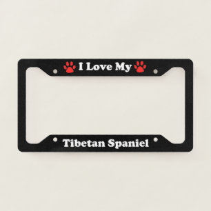 I Love My Tibetan Spaniel Dog License Plate Frame