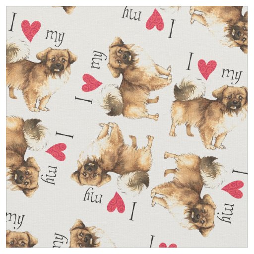 I Love my Tibetan Spaniel Fabric