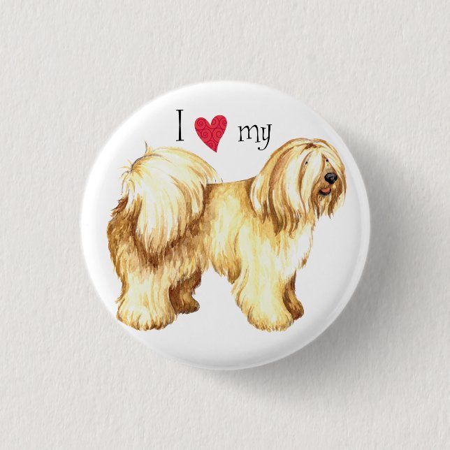 I Love my Tibetan Terrier Button (Front)