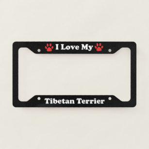 I Love My Tibetan Terrier Dog License Plate Frame