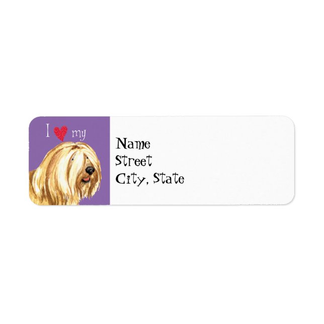 I Love my Tibetan Terrier Label (Front)