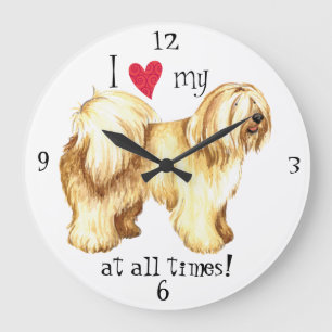 I Love my Tibetan Terrier Large Clock