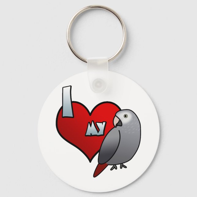 I Love my Timneh African Grey Keychain (Front)