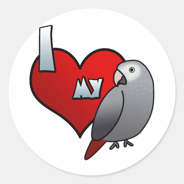 I Love my Timneh African Grey Stickers (Front)