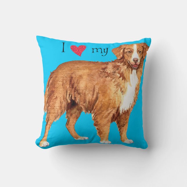 I Love my Toller Throw Pillow (Front)