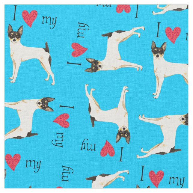 I Love my Toy Fox Terrier Fabric (Close Up)