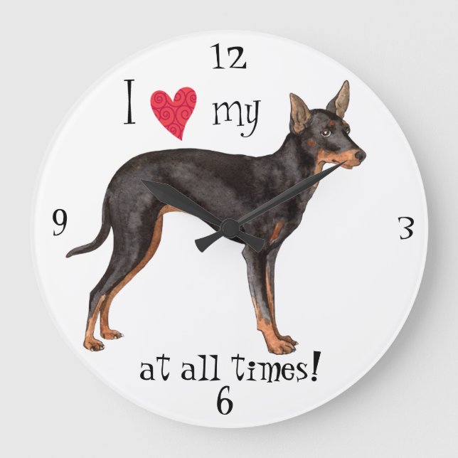 I Love my Toy Manchester Terrier Large Clock (Front)
