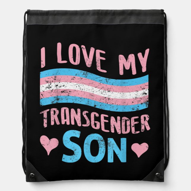 I Love My Transgender Son Trans Parents Dad  Drawstring Bag (Front)